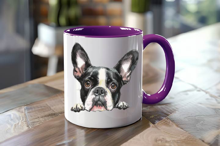 Personalized Two-Tone Mug with Dog Portrait – Custom Pet Gift