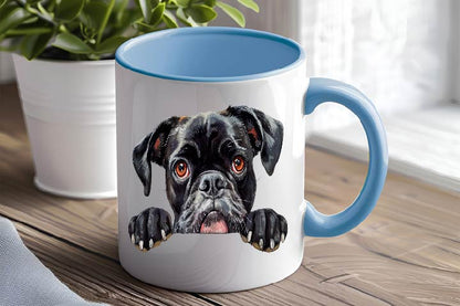 Personalized Two-Tone Mug with Dog Portrait – Custom Pet Gift