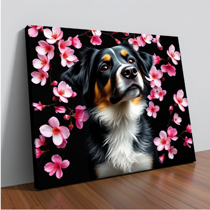 Personalized Cherry Blossom Pet Canvas – Custom Pet Art