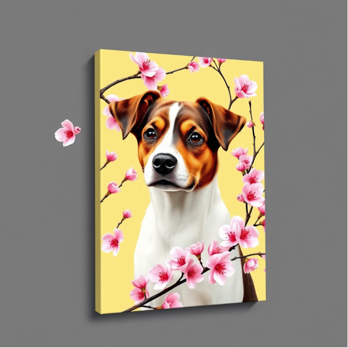 Personalized Cherry Blossom Pet Canvas – Custom Pet Art