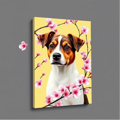 Personalized Cherry Blossom Pet Canvas – Custom Pet Art