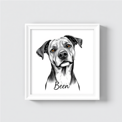 Personalized Pet Portrait in Drawing Style – Square Canvas