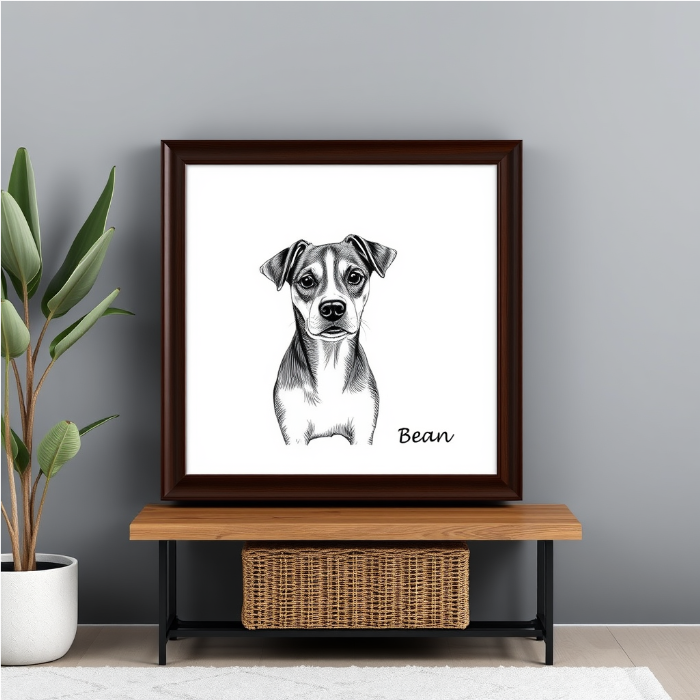 Personalized Pet Portrait in Drawing Style – Square Canvas