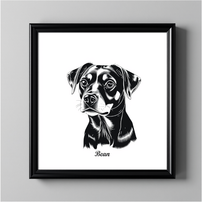 Personalized Pet Portrait in Drawing Style – Square Canvas