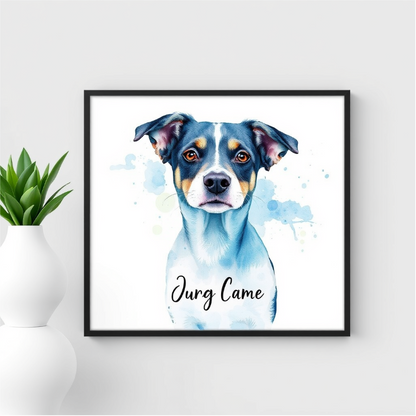 Personalized Framed Pet Portrait Canvas – Watercolor Illustration