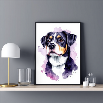 Personalized Framed Pet Portrait Canvas – Watercolor Illustration