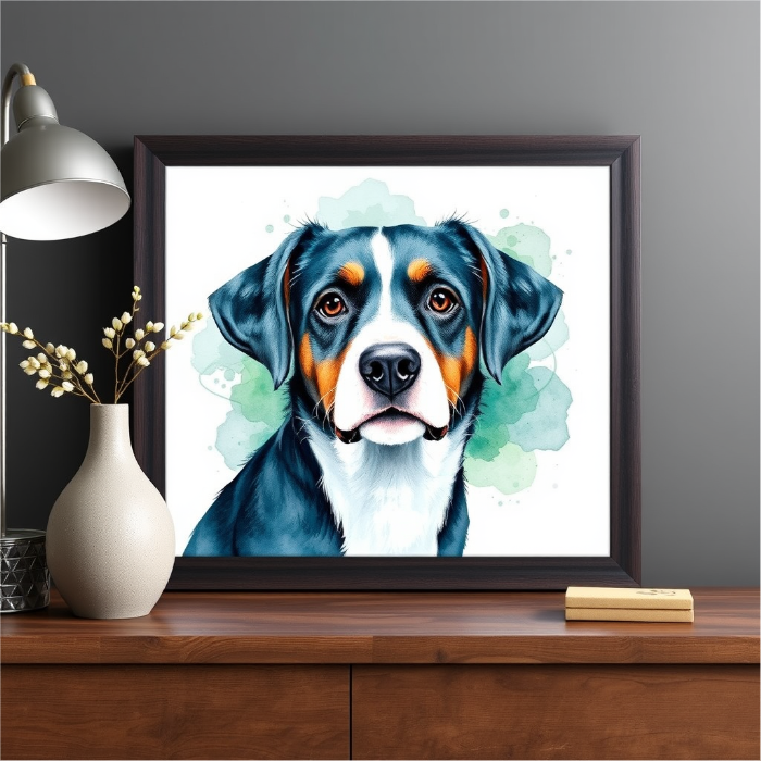 Personalized Framed Pet Portrait Canvas – Watercolor Illustration