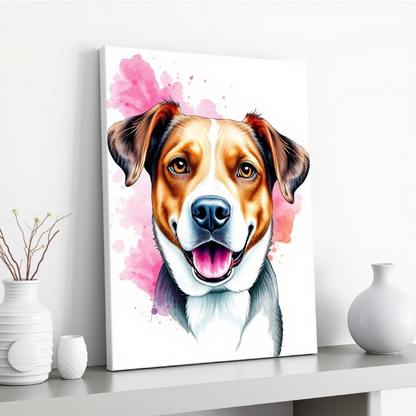 Personalized Framed Pet Portrait Canvas – Watercolor Illustration