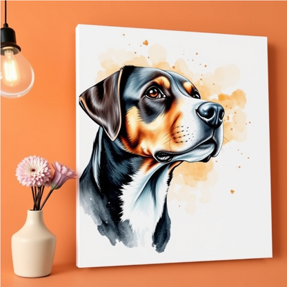 Personalized Framed Pet Portrait Canvas – Watercolor Illustration