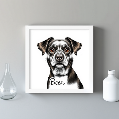 Personalized Pet Portrait in Drawing Style – Square Canvas