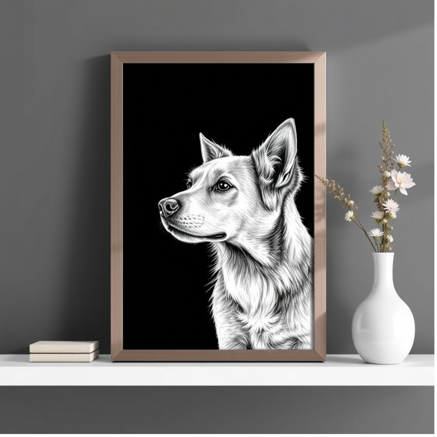 Personalized Dog Drawing Style Framed Gallery Print - Custom Pet Portrait