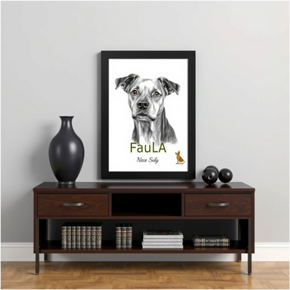 Personalized Dog Drawing Style Framed Gallery Print - Custom Pet Portrait