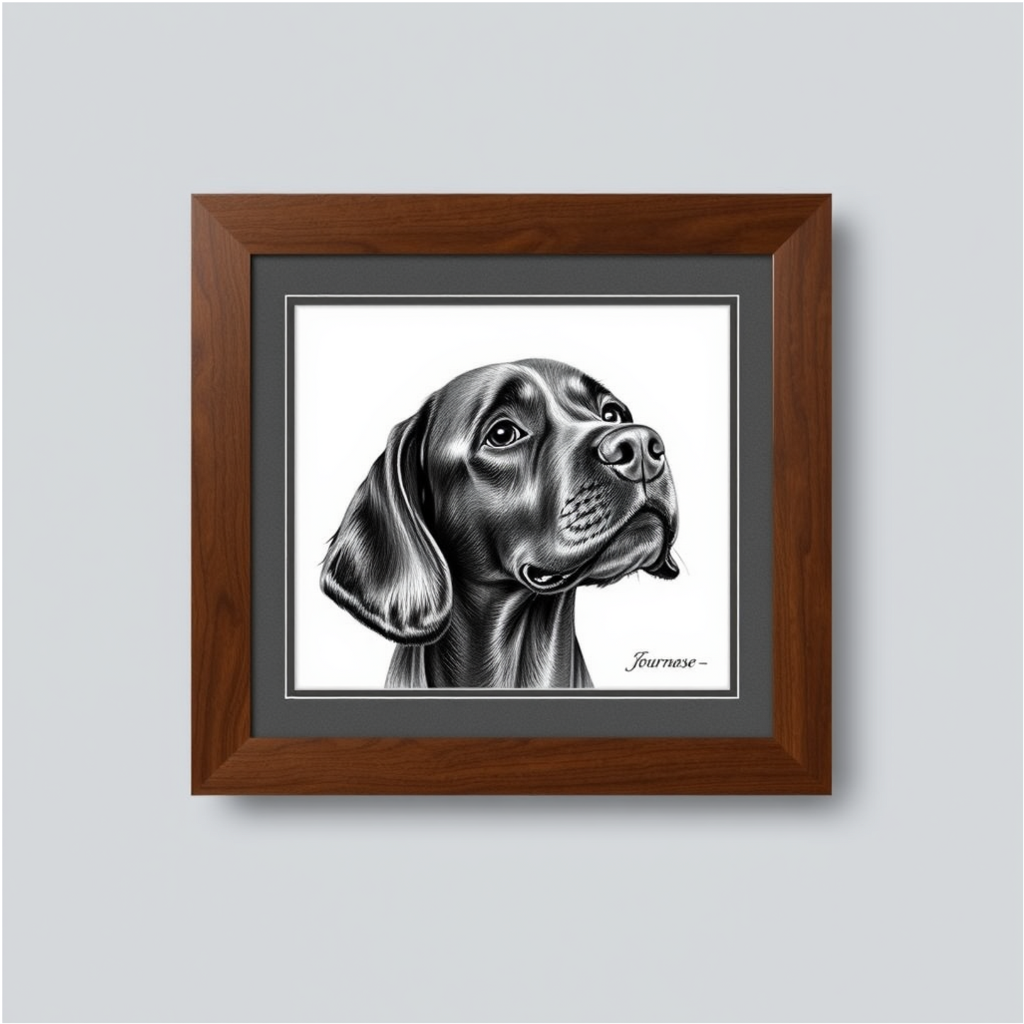 Personalized Dog Drawing Style Framed Gallery Print - Custom Pet Portrait