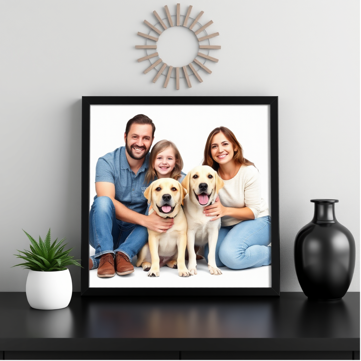 Personalized Pet Family Portrait – Custom Square Canvas