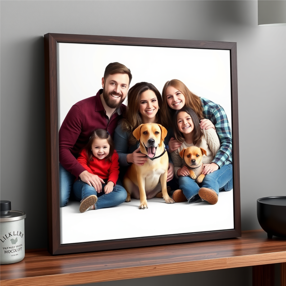 Personalized Pet Family Portrait – Custom Square Canvas