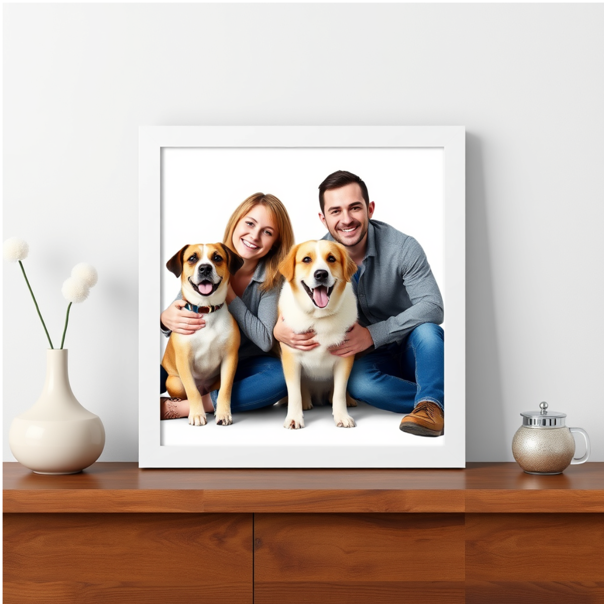 Personalized Pet Family Portrait – Custom Square Canvas