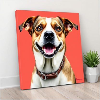 Custom Dog Portrait - Square Canvas | Personalized Pet Art