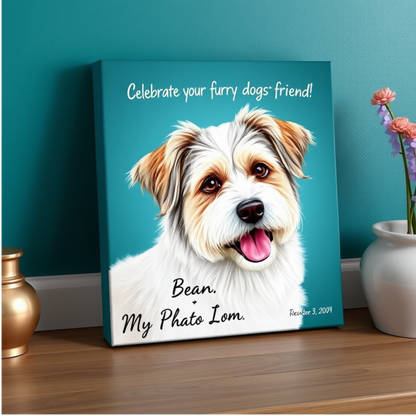 Custom Dog Portrait - Square Canvas | Personalized Pet Art