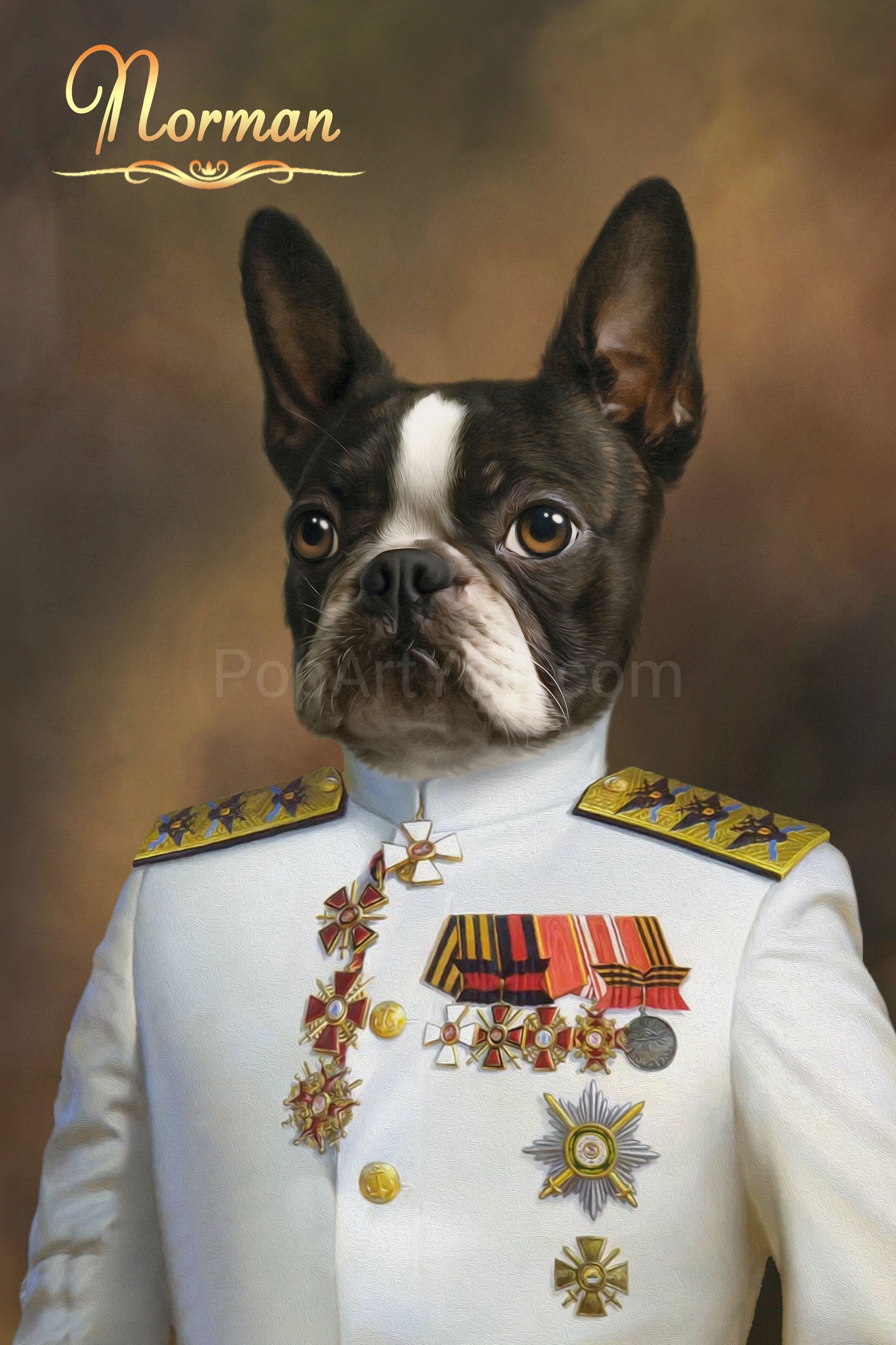 The Soldier Male Pet Portrait – Brave & Heroic Custom Art