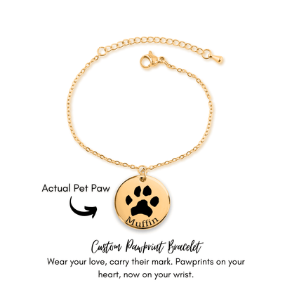 Pet Memorial Bracelet – Personalized Horizontal Paw Print Charm