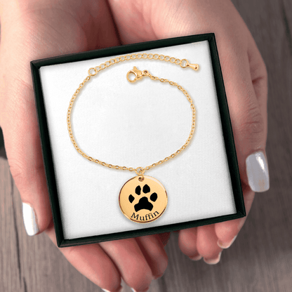 Pet Memorial Bracelet – Personalized Horizontal Paw Print Charm