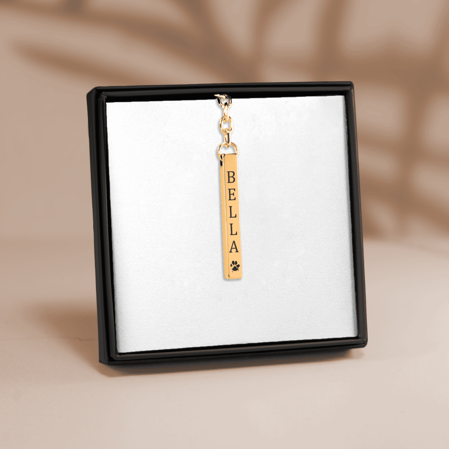 Personalized Paw Print Vertical Bar Necklace – Pet Memorial