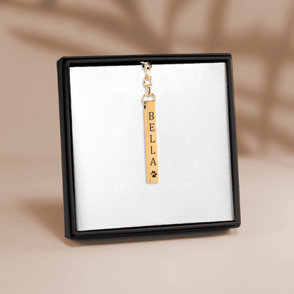 Personalized Paw Print Vertical Bar Necklace – Pet Memorial