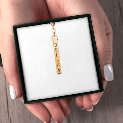 Personalized Paw Print Vertical Bar Necklace – Pet Memorial