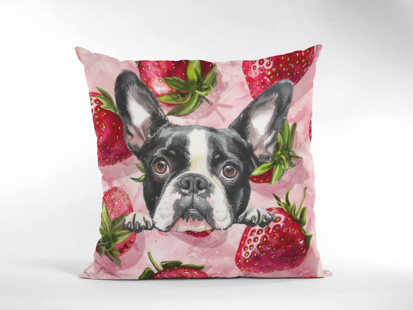 Personalized Strawberry Pet Portrait Pillow – Unique Home Decor