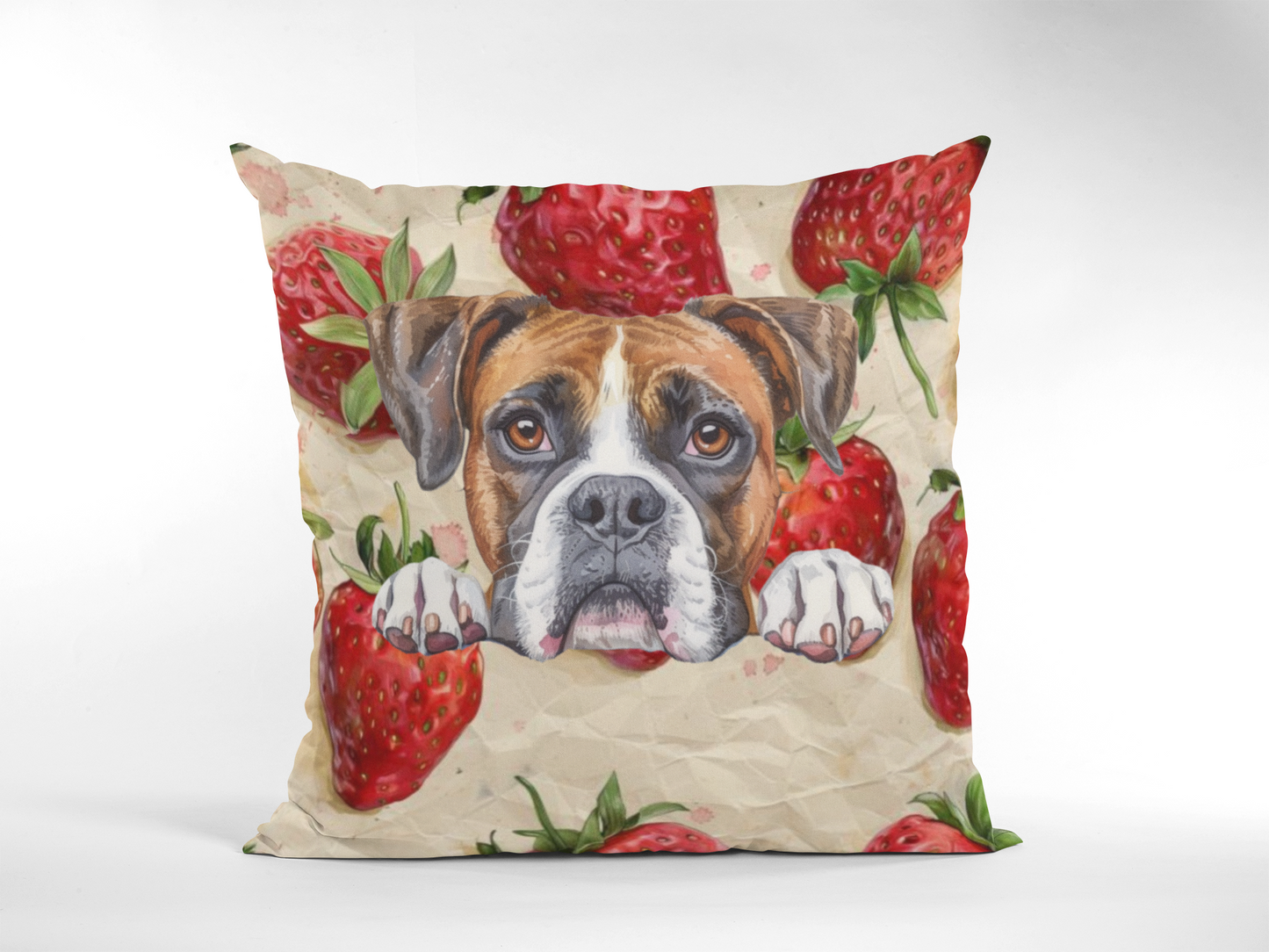 Personalized Strawberry Pet Portrait Pillow – Unique Home Decor