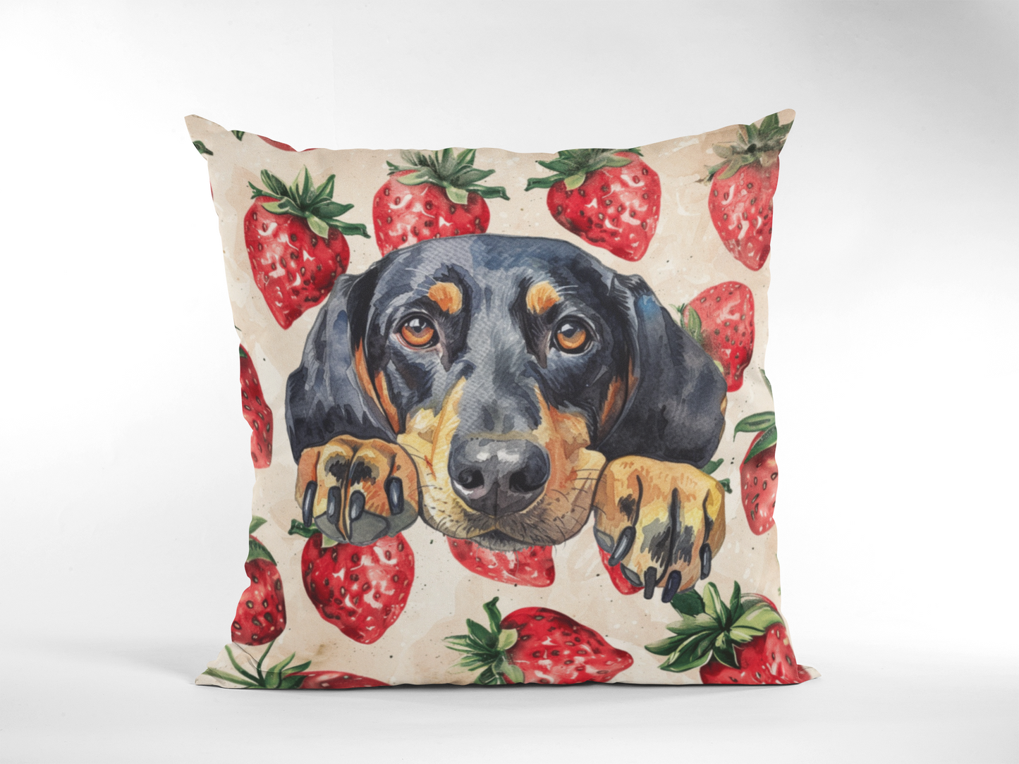 Personalized Strawberry Pet Portrait Pillow – Unique Home Decor