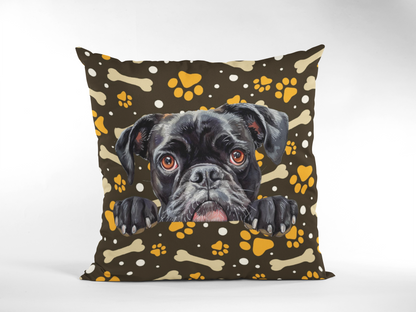 Personalized Bone Pattern Pet Pillow – Custom Portrait for Pets