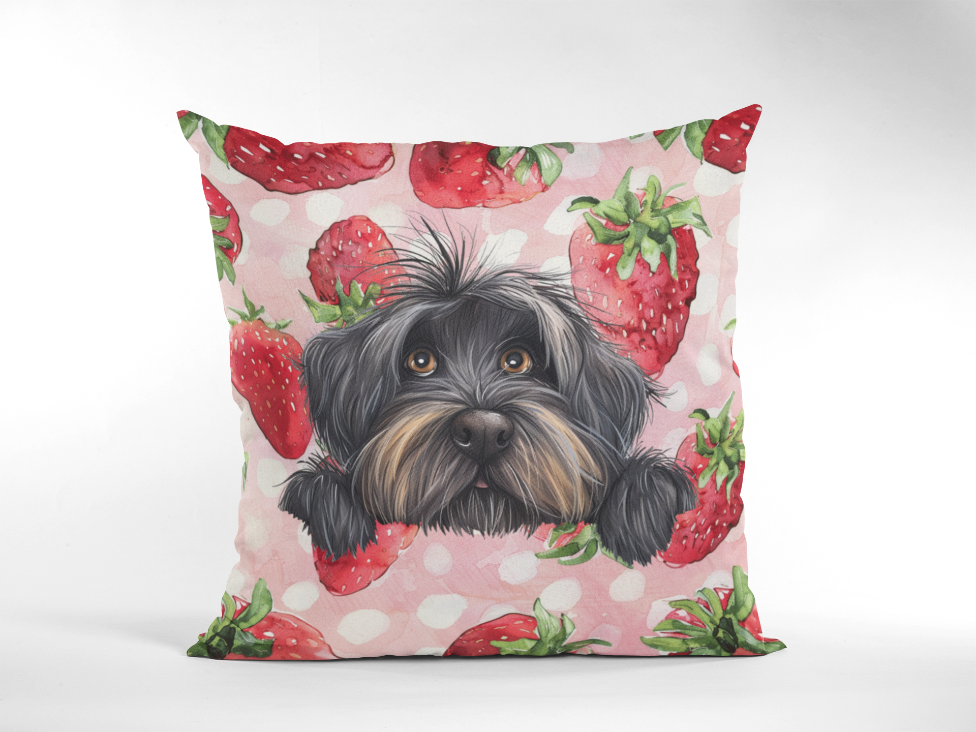 Personalized Strawberry Pet Portrait Pillow – Unique Home Decor