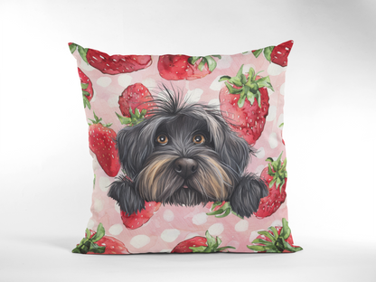 Personalized Strawberry Pet Portrait Pillow – Unique Home Decor