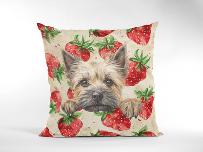 Personalized Strawberry Pet Portrait Pillow – Unique Home Decor