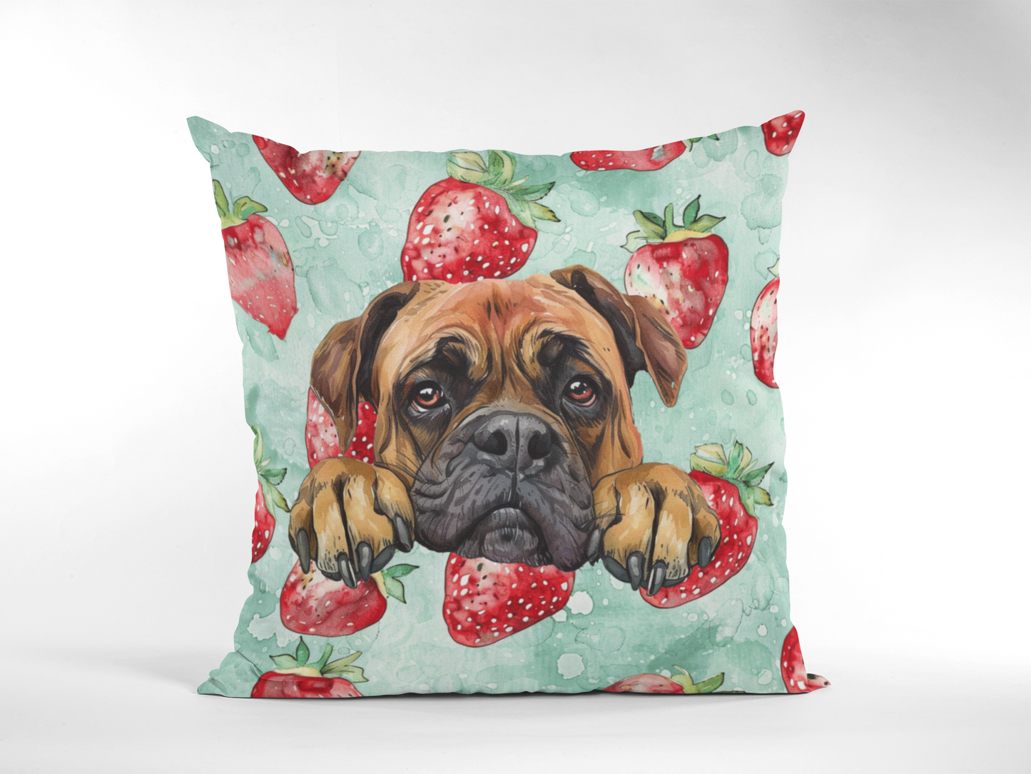 Personalized Strawberry Pet Portrait Pillow – Unique Home Decor